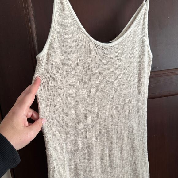 MAJORELLE | Cream / Natural Cotton Blend Knit Scoop Neck Midi Sun Dress | Small - Picture 2 of 6